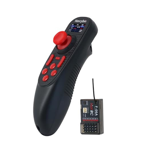 HOTRC DS-650 6CH 2.4G Radio System Transmitter Color Screen Remote Controller F-06A Receiver PWM for RC Boat Model DS600 Upgrade (w/ 1receiver) - color: W/ 1receiver