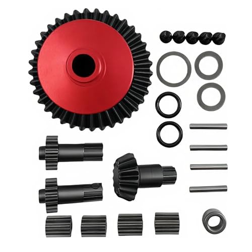 Steel Differential Gear Set for Granite Senton Big Rock Typhon 3S BLX (Red) | Diff Case,37T,13T Input Gear,Planet Gears,Outdrives,1/10,1/8,Upgrade Kit,High Strength,Precision Fit - color: Red
