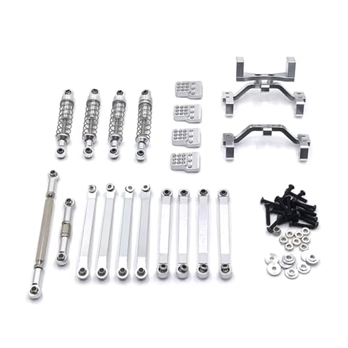 RC Car Assortment for MN D90 D91 D96 for MN98 99S 1/12 rc Car Upgrade for Spring Shock Absorber Tie Rod Bracket Rear Axle Servo Mount(Silver) - color: Silver