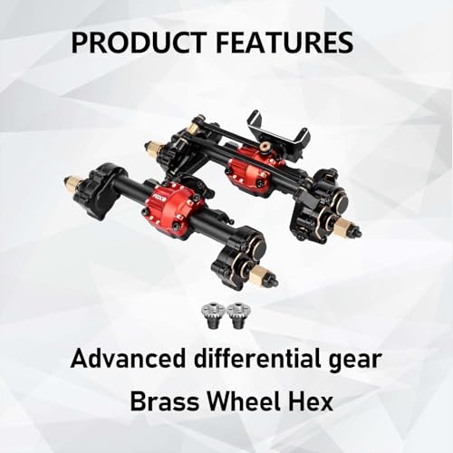 SCX24 Portal Axles Differential +10 MM Extended Axles | High Clearance Axles with Diff Locker for Axial AX24 SCX24 Upgrade Parts 1/24 RC Crawler