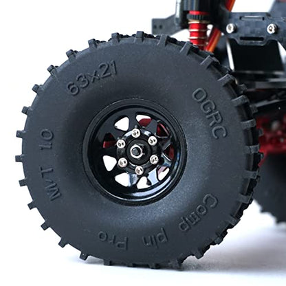 OGRC 1.0 RC Wheel Rims with Brass Rings Deep Dish Wheel Rims 1.0 Beadlock Wheels for 1/18 TRX4M 1/24 SCX24 C10 JLU Deadbolt Gladiator Bronco Crawler Car (Black) - color: Black
