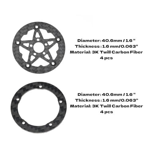 1.6" (40.6mm) Super Wheels, Carbon fibre Beadlock Wheel fit for SCX24 TRX4M FCX24 FCX24M CR18P 1/24 1/18 RC Crawlers Upgrade, Style C, Standard - color: Black, size: Style C