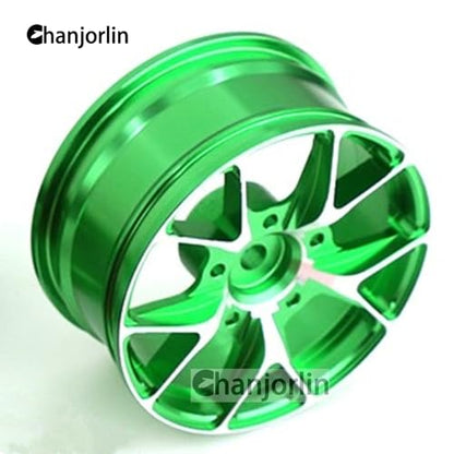 1/10 On Road Drift Wheels Rims Hex 12mm RC Aluminum Alloy Rally Racing Hubs for 1:10 Scale Touring Street Car Tires Tamiya TT01 TT02 HSP 2S 3S Brushless HPI KYOSHO XV02 XV01 4PCS (Green) - color: Green