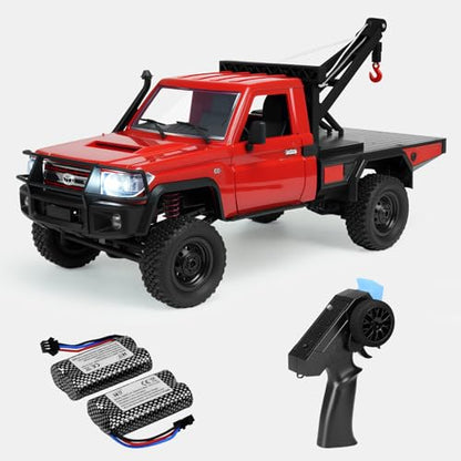 MN82T RC Rock Crawler Car 1/12 Scale Toyota Pickup Truck , 2.4GHz 4WD Off-Road Remote Control Truck, 2-Speed Modes, 2×1200mAh Batteries, All-Terrain Crawler for Adults Kids Indoor Outdoor (whth Gift) - color: Red-2