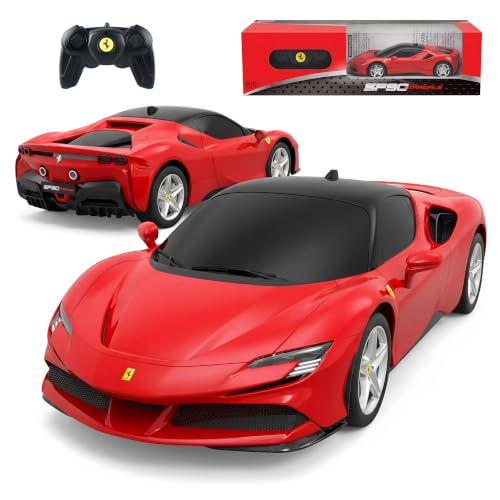 BEZGAR 1:24 Official Licensed Ferrari SF90 Stradale Remote Control Car | Official Ferrari Toy Car replica,2.4G stable signal,rubber racing tires,ideal gift toy for boys ages 4-7, 8-12 and adults - color: Ferrari-1:24 Ferrari Sf90 Stradale