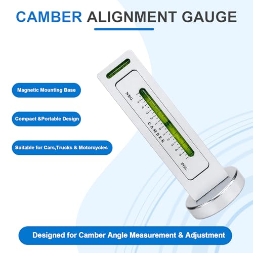 Adjustable Magnetic Gauge Tool, Auto Camber Alignment Tool with Magnetic Base, Universal Caster Camber Gauge Tire Repair Tools for Cars Trucks SUVs RVs, Car Accessories (Silver) - color: Silver