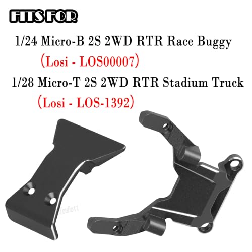 RC Aluminium Upgrades Part for L0S1 1/24 1/28 Micro-B(LOS00007)/Micro-T(LOS-1392) 2S 2WD,Front Bumper/Rear Wing Mount/Front Bulkhead Skid Plate/Servo Mount/Bearings Kit,Black - color: Black-(upgrades Part）