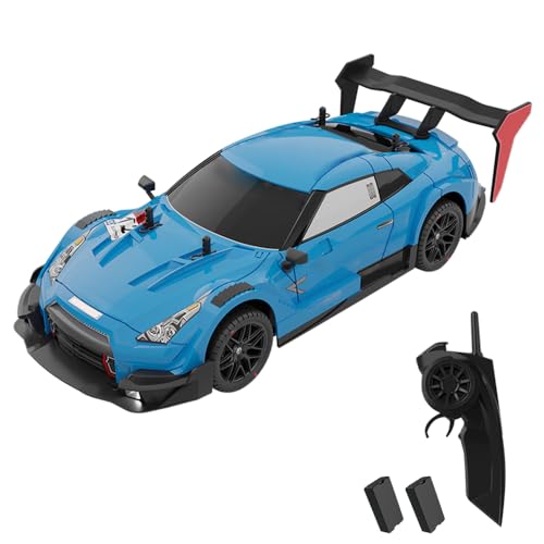RC Drift Car, 1:14 4WD 40KM/H High Speed RC Racing Car with LED Lights, 2 Batteries, Drifting and Racing Tires for Adults (Light Blue) - color: Light Blue