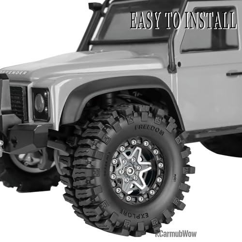 1.3 Inch RC Crawler Wheels Aluminum Alloy Rims Set Compatible with TRX4M Ascent-18 SCX24 FCX24 1/18 1/24 RC Car Upgrades,RCarmubWow 1.3 Beadlock Wheels,4pcs,Titanium - color: Titanium(4pcs)