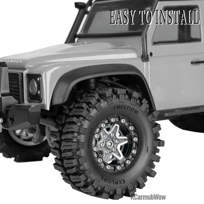 1.3 Inch RC Crawler Wheels Aluminum Alloy Rims Set Compatible with TRX4M Ascent-18 SCX24 FCX24 1/18 1/24 RC Car Upgrades,RCarmubWow 1.3 Beadlock Wheels,4pcs,Titanium - color: Titanium(4pcs)