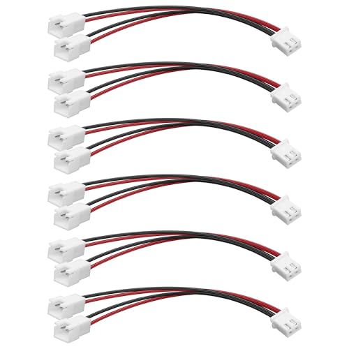 XMSJSIY XH2.54 1 to 2 Connector Terminal Wire 2-Pin XH2.54 Female -6PCS | to Dual Male 2.54mm Pitch Motherboard PWM PC Chassis Fan Y Splitter Terminal Connector for PC Fan 3D Printer LED Light -
