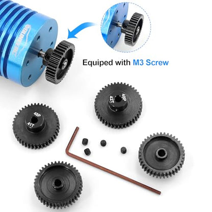 OGRC 48P Pinion Gear 38T 39T 40T 41T 42T 3.175mm Shaft Motor Pinion Gear for 1/10 RC Brushless Brush Motor - size: 38T 39T 40T 41T 42T