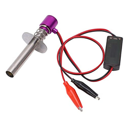 6-12V RC Car Igniter Kit with N4 Hot Glow Plug Gasket, RC Glow Plug Igniter for Methanol Engine, Electronic Glow Plug Starter for Aircraft Car Model, Compatible with HSP and Othe (Purple) - color: Purple