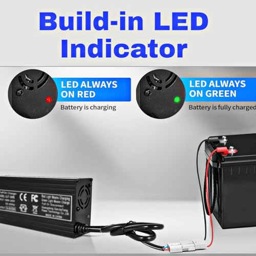 24V 10A Lithium Battery Charger 29.2V LiFePO4 Battery Smart Charger with Anderson Connector LED Indicator Special for Lithium 24V LiFePO4 Deep Cycle Rechargeable 30AH-150AH Batteries Charger