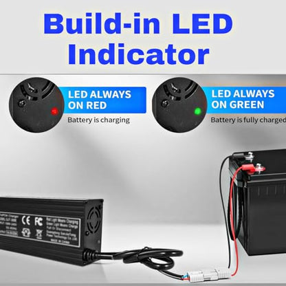 24V 10A Lithium Battery Charger 29.2V LiFePO4 Battery Smart Charger with Anderson Connector LED Indicator Special for Lithium 24V LiFePO4 Deep Cycle Rechargeable 30AH-150AH Batteries Charger
