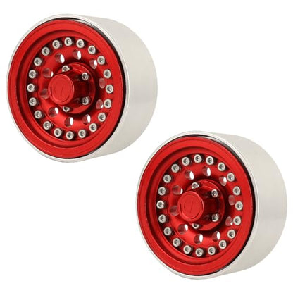 1/10 RC Crawler 4Pcs 1.9 Inch Beadlock Wheel Hub Rim Rims Aluminum Alloy for TRX4 TRX6 Axial SCX10 III AXI03007 GRT EX86190 RedCat,Five Hole nut (red) - color: Red