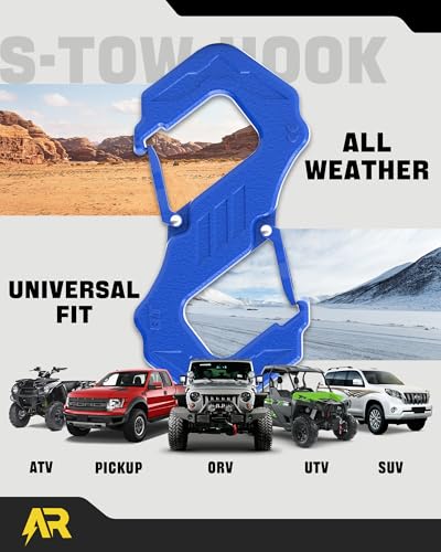 3/8" S Tow Hook, G80 Steel Quick Winch Shackle 33,000Lbs Break Strength, Heavy Duty Off-Road Recovery Connect Hook for SUV, Truck, Trailer & Towing Applications, Blue | G80 Steel Heavy Duty Off-Road Recovery Connect Hook for SUV, Truck, Trailer & Towing A