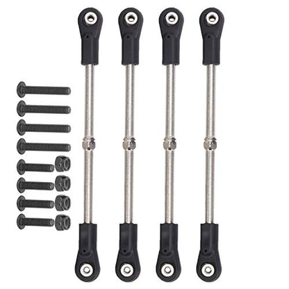 plplaaoo M4 Steering Linkage Rod Set Adjustable 110 120mm for 1/8 RC Racing Truck Car Metal Plastic Material Black Color 4Pcs