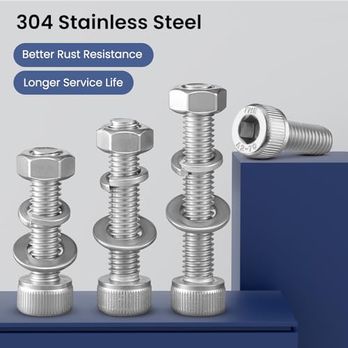 288 PCS M5 Screws Assortment Kit, 304 Stainless Steel M5 Bolts Kit, M5x 8/12/16/20/25/30mm, Hex Socket Head Cap Screws Bolts Nuts Washers Set - size: M5x 8/12/16/20/25/30mm