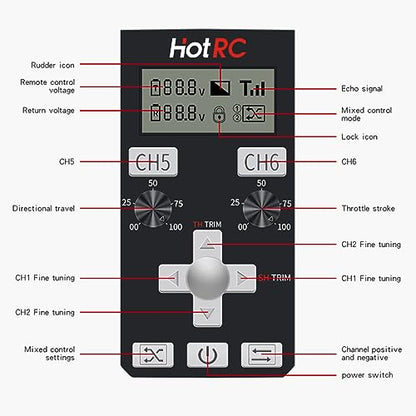 HOTRC CT-6A RC Transmitter and Receiver 6 Channel 2.4ghz Hand Controlled RC Car Boat Tanks Remote Controller (CT-6A)