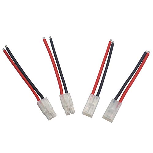 4Pairs Adapter Compatible with Tamiya Style Plug Male Female Connector w/10cm 14AWG Silicon Wire Cable for RC Car Lipo Battery Charger FPV Truck Boat