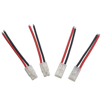 4Pairs Adapter Compatible with Tamiya Style Plug Male Female Connector w/10cm 14AWG Silicon Wire Cable for RC Car Lipo Battery Charger FPV Truck Boat