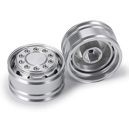 RC-Hub 2Pcs Aluminum Front Wheels Rim for 1/14 Tamiya Trailer Tractor Truck | Wheel Rim with Hex Hub,H*W 47*20mm,RC Upgrade Parts Replacement Accessories