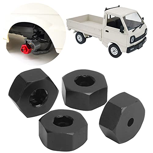 Bnineteenteam 4 Pcs RC Wheel Hex Hub, 5mm to 12mm Combiner Wheel Hub Hex Adapter for D12 1/10 RC Car (Black BL)