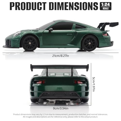 RC Drift Car, 1:24 4WD Remote Control Cars Vehicle with LED Light,2.4GHz 20KM/H High Speed RC Cars with Two Batteries & Drifting Tires Racing Sport Toy for Adults Boys Girls Kids - color: Green