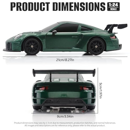 RC Drift Car, 1:24 4WD Remote Control Cars Vehicle with LED Light,2.4GHz 20KM/H High Speed RC Cars with Two Batteries & Drifting Tires Racing Sport Toy for Adults Boys Girls Kids - color: Green
