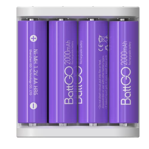 ISDT A4 Air Smart Battery Charger AA AAA 4 Bay Portable Charger with USB C Port Fast Charging for NiMH NiCd Lithium Rechargeable Batteries with Bluetooth APP Connection (Black) - size: 4 Slot
