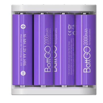 ISDT A4 Air Smart Battery Charger AA AAA 4 Bay Portable Charger with USB C Port Fast Charging for NiMH NiCd Lithium Rechargeable Batteries with Bluetooth APP Connection (Black) - size: 4 Slot