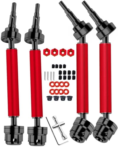 #45 Steel Front Rear Drive Shaft CVD Upgrades Parts for 1/10 Senton Granite 3s Blx&Mega550,Vortek 3s Blx,Stainless Driveshaft Axles Hops Up,#ARAC4041,Black with Red - color: Black With Red(4cvd)