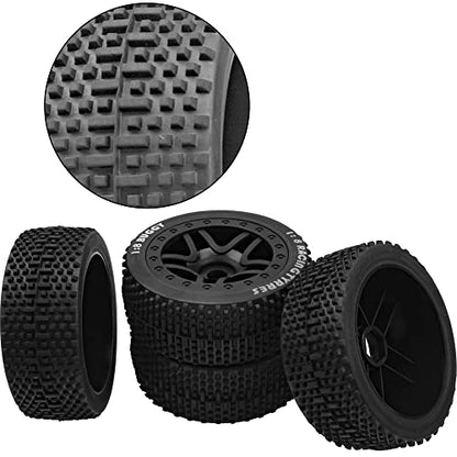 17mm Hex Hub 4.40''OD Rubber Tires & Plastic Wheel Rim w/Foam Compatible with 1/8 Arrma Python Kraton Redcat Kyosho Traxxas Sledge Losi HPI 1/8 Off-Road RC Buggy (Dot Style) - style: Dot Style