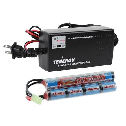 Tenergy Charger and 9.6V NiMH 1600mAh Rechargeable Butterfly Battery Pack with Mini Tamiya Connector for AEG - size: Battery Pack + Charger