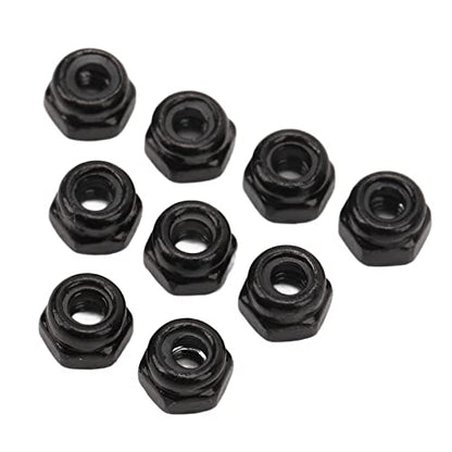 40Pcs RC Wheel Lock Nut Iron M2.5 Hex Accessory Set Kit for 1/18 Climbing Car - and (Black)