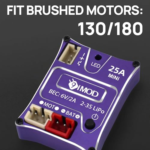 25A Waterproof Brushed ESC for 1/24 1/18 RC Crawler SCX24 AX24 TRX4M | RC Crawler Upgrade Part 2-3S LiPo Mini RC ESC Electronic Speed Controller(Purple) - color: Purple