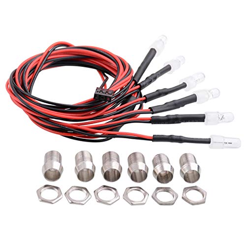 ShareGoo 6Leds LED Light Headlights Taillight Kit Accessories Compatible with RC Car Truck Tank Crawler Traxxas HSP Tamiya Redcat RC4WD Axial SCX10(2 White,2 Red,2 Flashing Colorful LEDs)