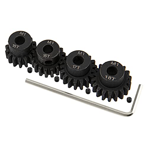 ShareGoo Mod 1 Hardened Steel M1 Pinion Gear Sets 15T 16T 17T 18T fit 5mm RC Motor Shaft Compatible with Arrma Traxxas Axial HSP Redcat Losi 1/8 1/10 Scale RC Car Truck Buggy