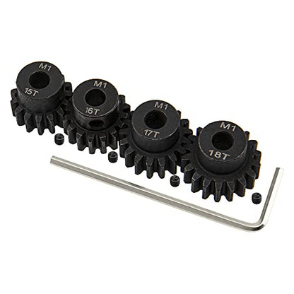ShareGoo Mod 1 Hardened Steel M1 Pinion Gear Sets 15T 16T 17T 18T fit 5mm RC Motor Shaft Compatible with Arrma Traxxas Axial HSP Redcat Losi 1/8 1/10 Scale RC Car Truck Buggy