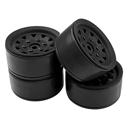 4Pcs ShareGoo Metal Wheel Hub Rims 1.9 Inch Beadlock Wheel Rim 25.5mm Thickness Compatible with Axial SCX10 90046 Wraith Traxxas TRX4 D90 Tamiya CC01 1/10 RC Crawler Car (Black) - color: Black