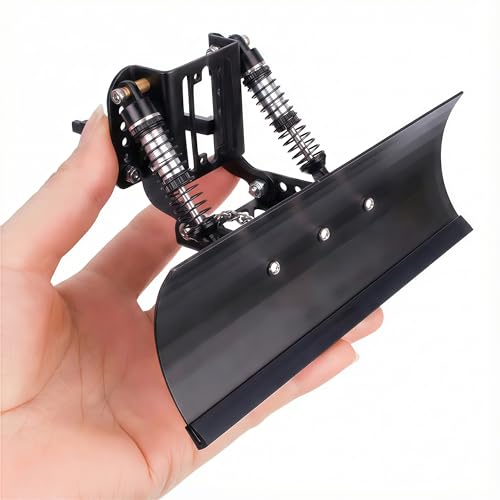 RC Snow Plow for TRX4M & SCX24, Adjustable Aluminum 1/18 1/24 RC Crawler Plow, Servo Operated Snow & Sand Shovel Upgrade, CNC Metal RC Plow Truck Accessory (Black) - color: Black