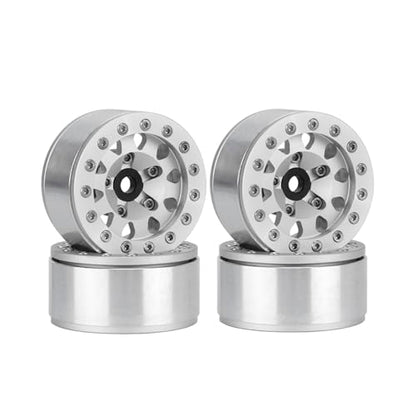 4PCS 1.55 Inch Aluminum Alloy Metal Beadlock Wheel Rim Hubs Replacement Accessory for AX90069 D90 TF2 CC01 Tamiya 1/10 RC Crawler Car Upgrade Parts(10Holes-Silver) - color: 10holes-silver