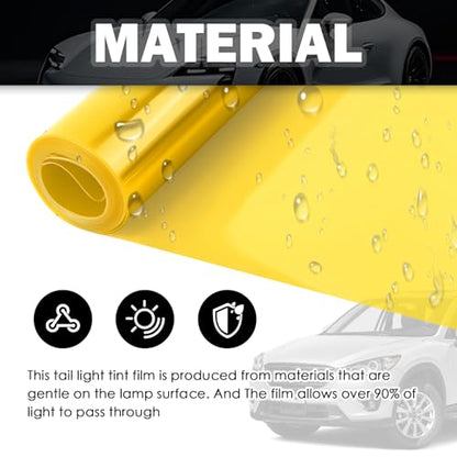 12×47" Car Headlight Tint Film,Cuttable Taillight Tint Film Kit with Squeegee & Cutter,Waterproof Tail Light Tints Films Car Exterior Accessories for Headlights Fog Lights Tail Lights (Yellow) - color: Yellow