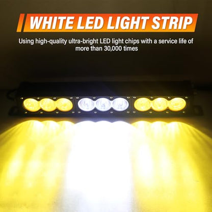 AUXTINGS 17 inch Single Row Dual Color LED Light Bar 90W Off Road Light Bar White Amber Combo LED Work Light Truck UTV 4x4 Cars SUVs ATVs Boats Fog Driving Light with Wiring Harness kit - size: 17 inch white amber