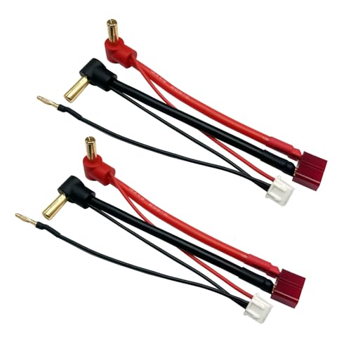 2pcs 5mm Bullet Banana to Female T-Plug LiPo Battery Lead Wire & JST-XH Balance for 2S 7.4V LiPo Batteries Red