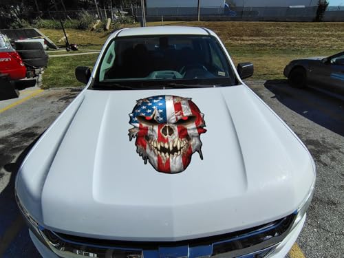 Skull Decal – Premium Decals for Trucks and Cars – American Flag with Red Reflective Eyes Skull – Cool and Unique Sniper Decal and Decals with Military Graphic - color: American Flag, size: 24 Inch
