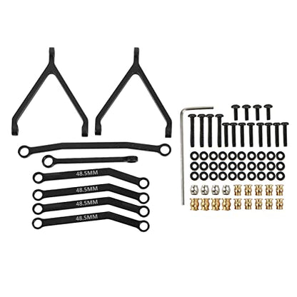 RC Metal Chassis Pull Rods Steering Rods Suspension Links Set, Aluminum Alloy Upgrade Parts for FMS FCX24 1/24 RC Crawler Car with High Strength Lightweight Design (Black) - color: Black