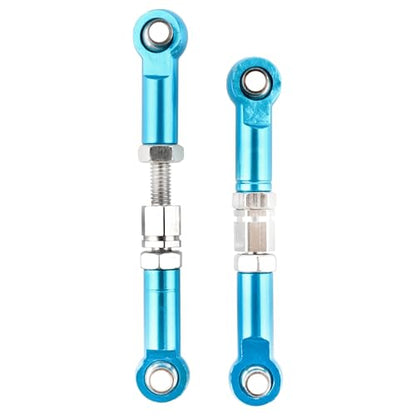2 Pairs Upgrade Steering Linkage 16431 Adjustable Pull Rod Linkages Arm Tie Rod,Replacement Spare Parts for H16BM H16PL H16DR H14BM 14210 JC14EP HP474 HP141S RC Trucks (Blue)