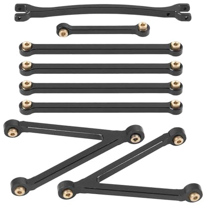 8PCS ShareGoo Aluminum Alloy Chassis Links Rod & Steering Linkage Compatible with 1/24 FMS FCX24M RC Upgrade Parts (Black) - color: Black